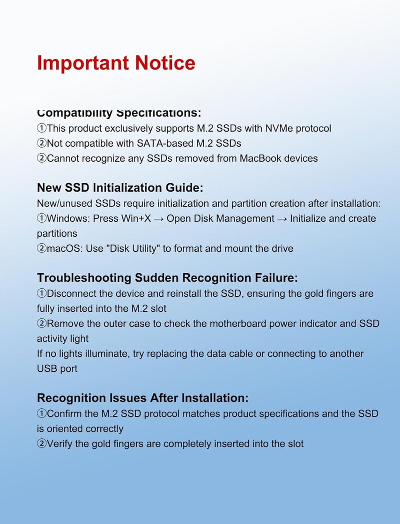 Lemorele Aluminum M.2 NVMe Enclosure,USB 3.2 Gen2 10Gbps Tool-Free ,SSD Enclosure for PCIe M-Key,Nvme USB Adapter Support UASP Trim for 2280 2260 2242 2230(Sata Protocol NOT Supported) - Image 3